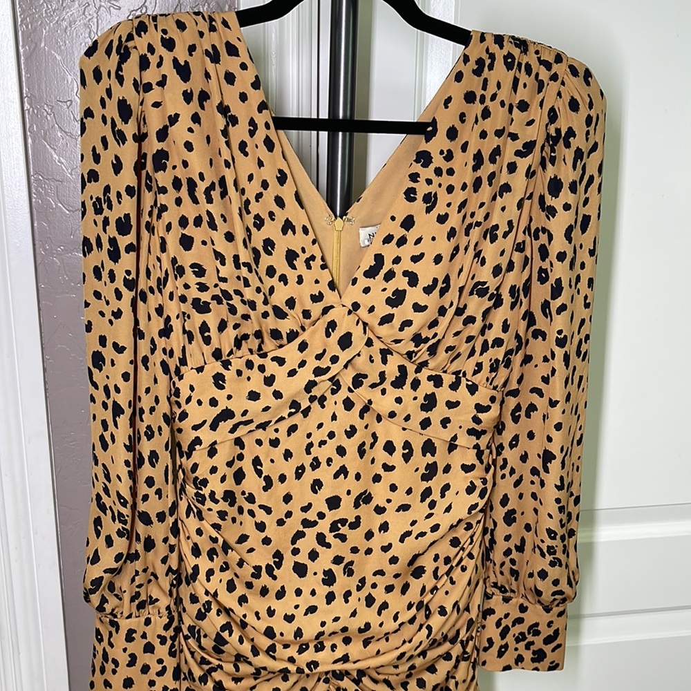 Nicholas Ruched Leopard Print Long Sleeve Silk Cr… - image 3